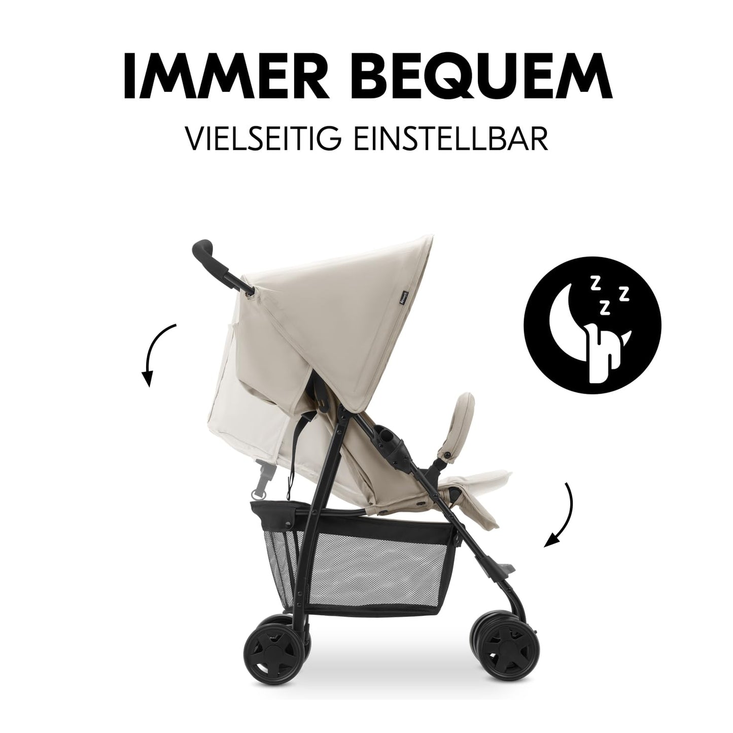 hauck Buggy Sport, Beige - Federleichter Reisebuggy 5,9 kg - mit Liegefunktion für Kinder ab Geburt bis 15 kg - Klein Zusammenklappbar, Großer Einkaufskorb bis 3 kg