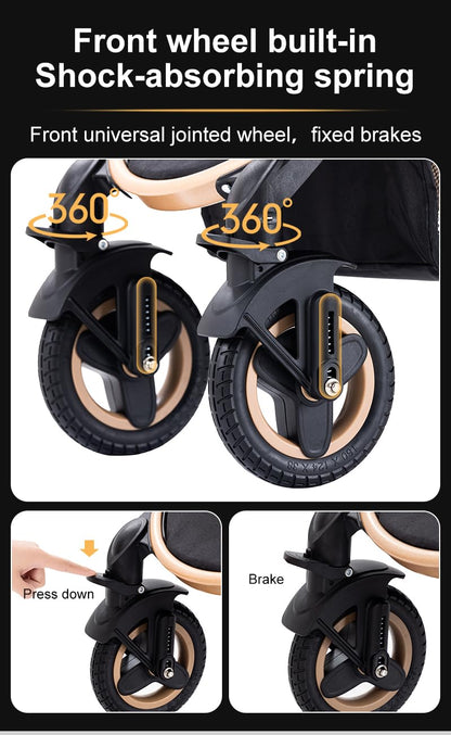 YAZOCO kinderwagen 3 in 1 Buggy Babybett Komplett Set Einem Klick Zusammenklappbarer Kinderwagen, KombiKinderwagen Aluminiumrahmen für Neugeborene (Schwarz)