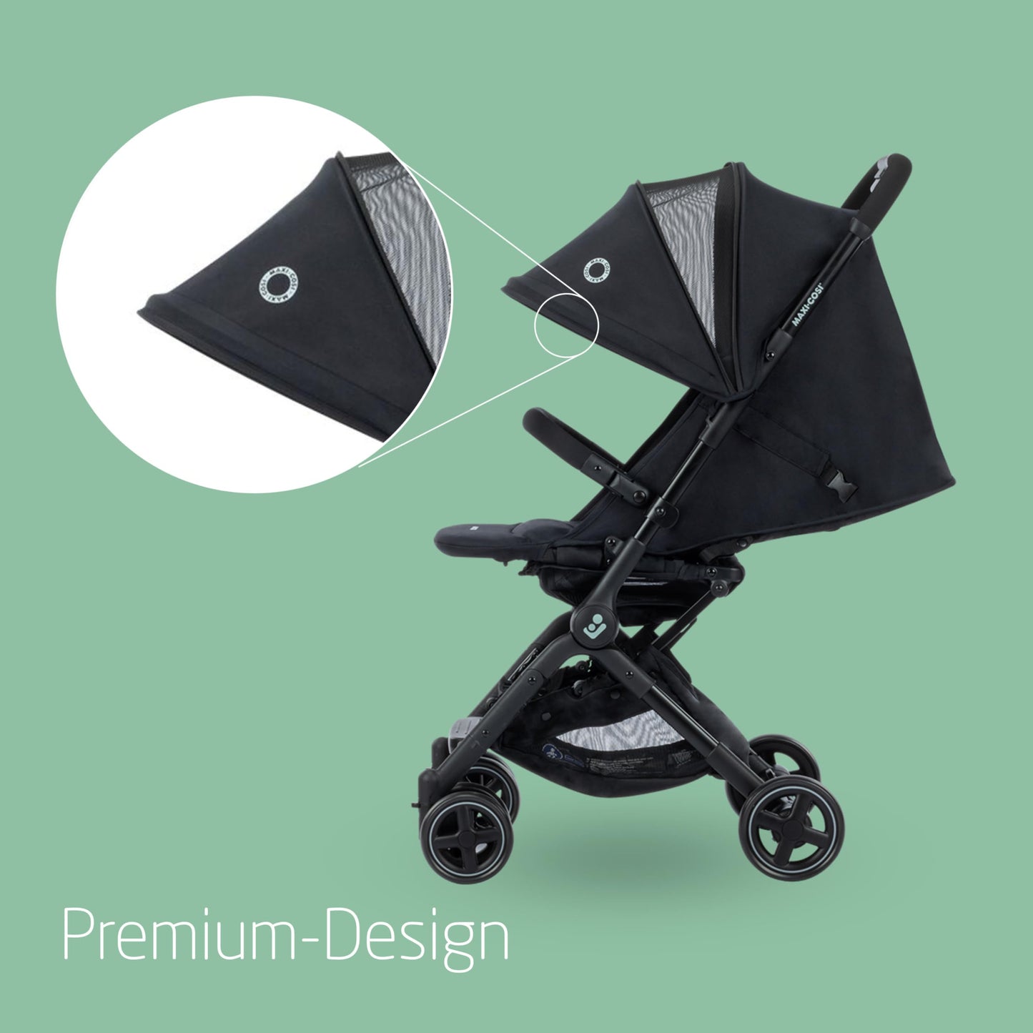 Maxi-Cosi Lara2 Baby Kinderwagen, 0–4 Jahre, 0–22 kg, federleichter, kompakter Buggy, 3 Liegepositionen, flache Liegeposition, klein zusammenklappbar, Schultergurt, Essential Black