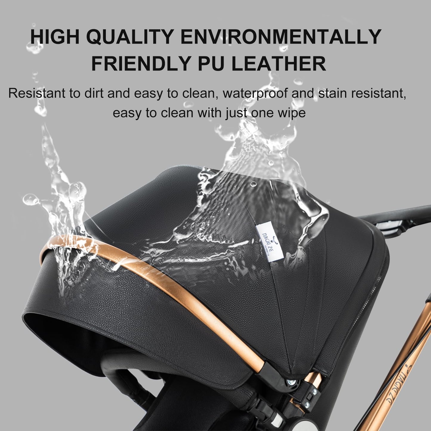Veitoalioy PU-Leder Kinderwagen 3 in 1, 360° Drehbarem Sitz Faltbarer Kinderwagen Set, Aluminium Hohe Landschaft Babywagen, Bequemer Multifunktionaler Kombikinderwagen 3 in 1 Komplettset (906 White)