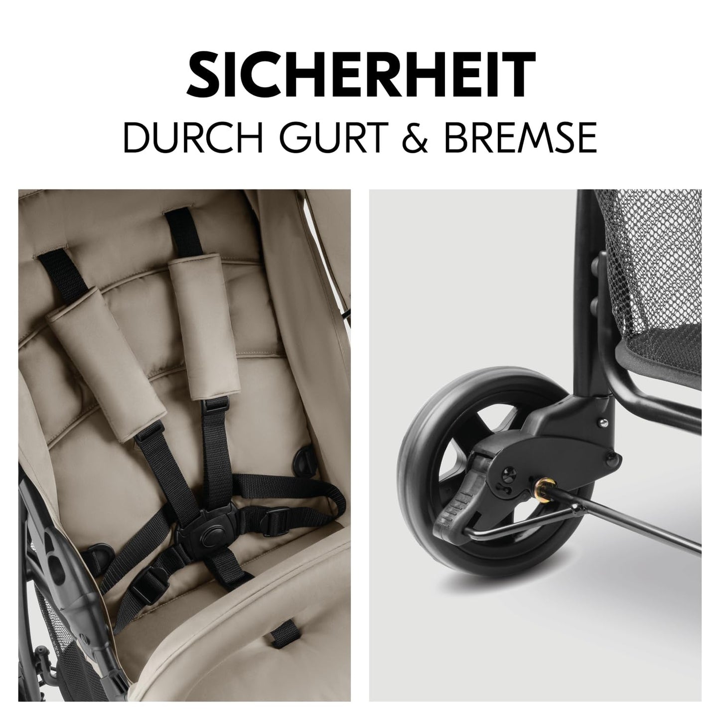 hauck Buggy Sport, Beige - Federleichter Reisebuggy 5,9 kg - mit Liegefunktion für Kinder ab Geburt bis 15 kg - Klein Zusammenklappbar, Großer Einkaufskorb bis 3 kg