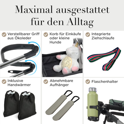 Kinderwagen 3 in 1 [Babywagen & Autositz] mit Babyschale Fahrgestell Kombi als Set | Stroller Baby | Isofix Station & 5-Punkt Sicherheitsgurt Kinderwagen Buggy Reisebuggy Buggys | Babywagen